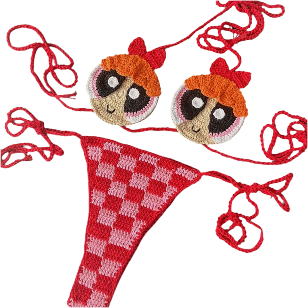 Power Puff Crochet Bikini Set