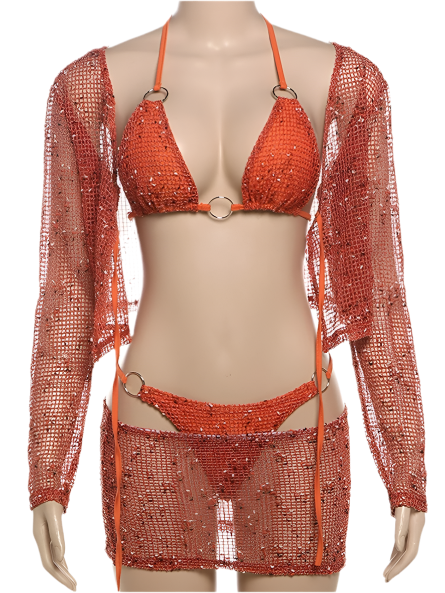 Luxe Sparkle 3-Piece Bikini Set